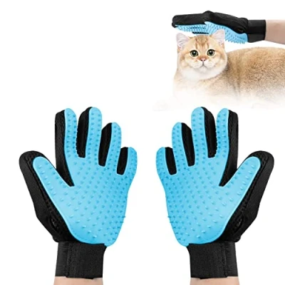 Imagen de Fousenuk 1 par Guante de Aseo para Mascotas, Guantes Manopla Quita Pelo con Silicona Suave Pulseras Ajustables Perros y Gatos, Cepillo Pelos Animales Peinar, Limpieza Masaje