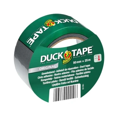Imagen de Duck Tape Original Cinta de tela plateada 50 mm x 25 m blindada extra fuerte para interior y exterior Resistente a la intemperie al agua Reparar fijar