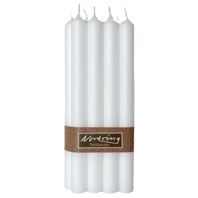 Imagen de Nordring 8 velas rústicas, 2,2 cm x 25 de alto, color blanco
