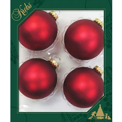 Imagen de Dekohelden24 Lauschaer Juego de 4 bolas decorativas para árbol Navidad, color rojo mate, 8 cm, con coronas doradas