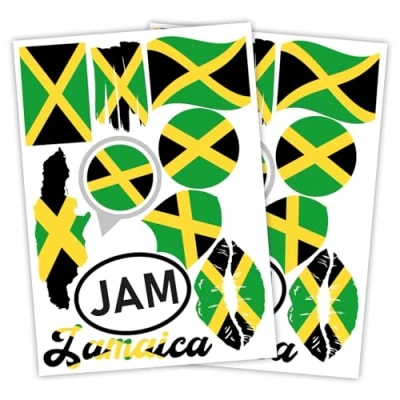 Imagen de Finest Folia Juego de 2 pegatinas DIN A4, bandera país, para coche o moto, autoadhesiva, resistente a la intemperie, R217 (27 Jamaica)