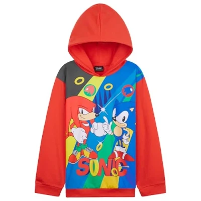 Imagen de SONIC THE HEDGEHOG Sudadera con Capucha para Niño y Adolescente, Suave Cómoda, Shadow Knuckles Tails Regalos Niños (Rojo/Multi, 5 6 Años)