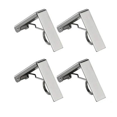 Imagen de ZoomSky 4pcs Clips elásticas de Mantel Tela Acero Inoxidable Pinza Fijo para Picnic, Fiesta, Boda, jardín, Restaurante, Playa o al Aire Libre