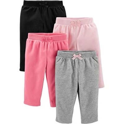 Imagen de Simple Joys by Carter&#039;s 4 Pack Fleece Pants, Rosa/Negro/Gris Mezcla, 6 9 Meses (Pack de 4) para Bebés