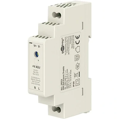 Imagen de Goobay 59574 Fuente de alimentación 5 V para carril DIN ideal el funcionamiento sistemas vigilancia y acceso/transformador alimentación/sistema timbre/carril 2,4 A 12 W