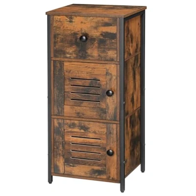 Imagen de HOOBRO Armario de Pie, Aparador, con Estantes Ajustables y Cajón, Aparador Puerta Lamas, para Salón, Dormitorio, Vestíbulo, Cocina, Pasillos, Marrón Rústico EBF15CW01