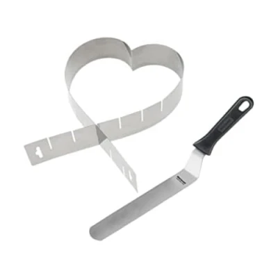 Imagen de Westmark 1 molde en forma de corazón, ajustable, sin base + paleta angular, 22 cm, acero inoxidable/plástico, plata/negro, 313422E8