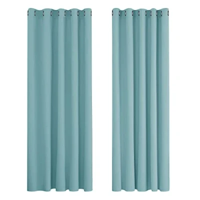 Imagen de Deconovo Cortinas Opacas para Interiores, 2 Piezas, 229 cm de Alto, térmicas Modernas el hogar, con ollados, 168 x (Ancho Alto), Azul Claro