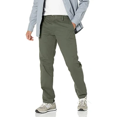Imagen de Amazon Essentials Pantalón Chino con Parte Delantera Plana Resistente a las Arrugas de Corte Ceñido Hombre, Verde Oliva Oscuro, 33W / 29L