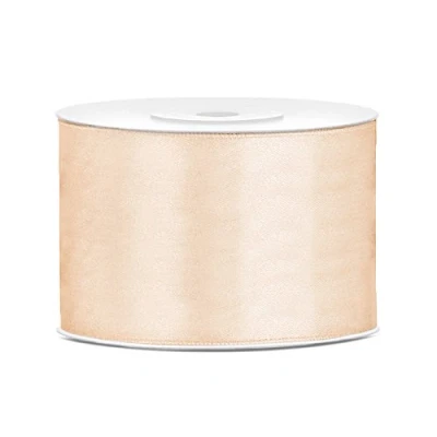 Imagen de Cinta de satén poliéster con lazo y embalaje regalo 6/12/25/38/50/100 mm x 25 m (Tamaño 50mm 25m Color Crema)