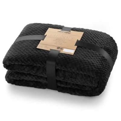 Imagen de DecoKing Henry Manta de Microfibra 150x200 Extra Suave y Blanda Muy Cómoda Caliente Ligera Negro