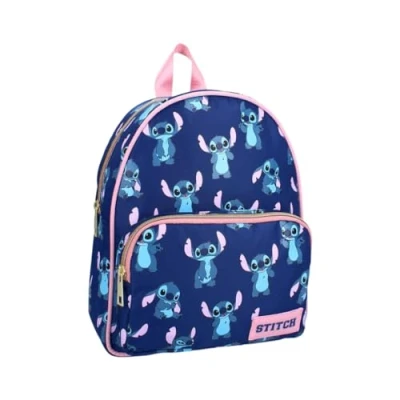 Imagen de mybagstory mochila de puntada, color azul para niños, escuela primaria, guardería, niña, talla 30 cm, tirantes ajustables, idea regalo, Stitch Azul, Enfant