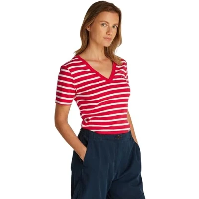 Imagen de Tommy Hilfiger NEW SLIM CODY Camiseta básica Primary red/ecru, Mujer, Talla: XS, red/ecru