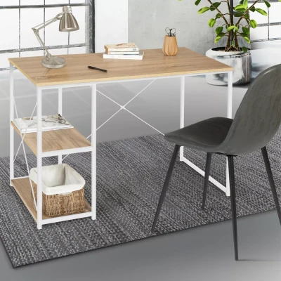 Imagen de IDMarket Escritorio recto Detroit Design Industrial Metal Blanco