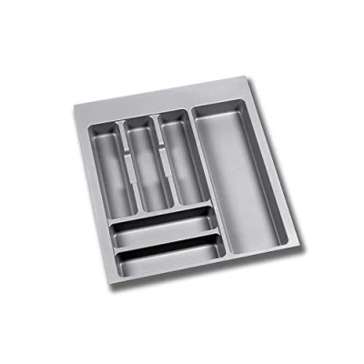 Imagen de EMUCA organizador de Cubiertos, cajón cocina, cubertero, 6 compartimientos, módulo 50cm, Plástico, Gris Antracita