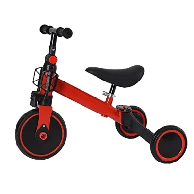 Imagen de Triciclo 2 en 1, Minibicicleta, Bicicleta sin Pedales, bebé, para niños, Minitriciclo de Equilibrio, Plegable, Asiento Ajustable, 12 Meses 5 años, 25 kg,2 1 (Rojo)