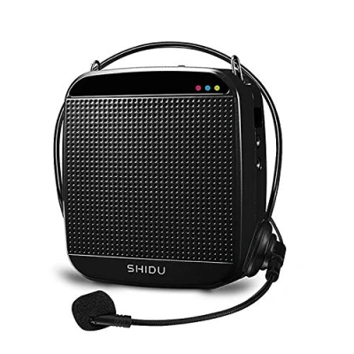 Imagen de Amplificador de Voz portátil 15W, SHIDU con Auriculares Micrófono Cable Recargable y Sistema Altavoces PA para Profesores,Canto,Aula, guía Turismo,Yoga