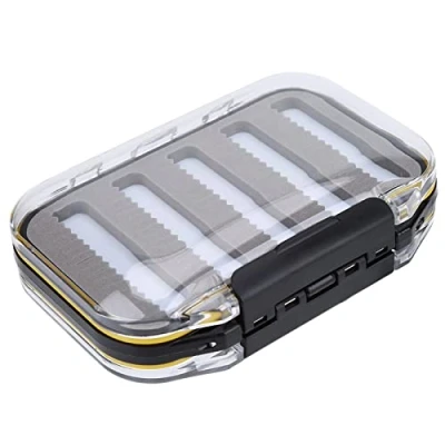 Imagen de TOPINCN Moscas De Pesca Kit Mosca Señuelo Caja Doble Cara Cebos Plástico Espuma Acolchada Señuelos Titular Caso Accesorio(Jag Shape Black)