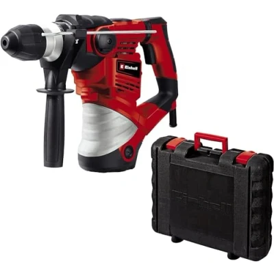 Imagen de Einhell Martillo perforador con cable TC RH 1600. 240 V, 1600 W, 4 J, taladrado de impacto/cincelado neumático, portaherramientas SDS plus, tope seguridad sobrecarga. Incluye maletín