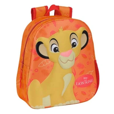 Imagen de Safta EL REY LEON Mochila Escolar, con Diseño 3D, Adaptable a Carro, Ideal para Niños de Diferentes Edades, Cómoda y Versátil, Calidad Resistencia, 27x10x33 cm, Color Naranja