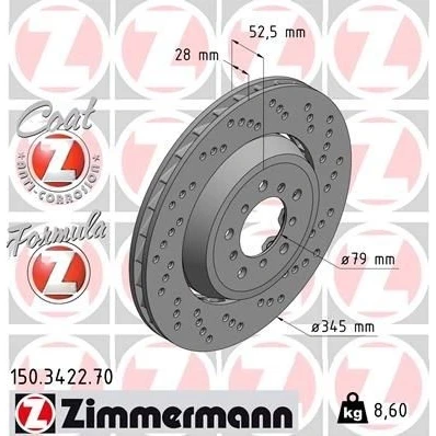 Imagen de ZIMMERMANN FORMULA Z COAT 150.3422.70 Disco de freno BMW: 3 Coupé, Z4 Roadster, Coupé