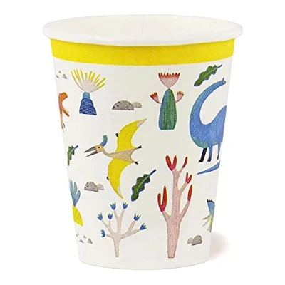 Imagen de Talking Tables Paquete de 8 vasos dinosaurio (250 ml) Reciclables y biodegradables para el hogar vajilla papel fiesta cumpleaños infantil, unisex niños o niñas, Dinocups