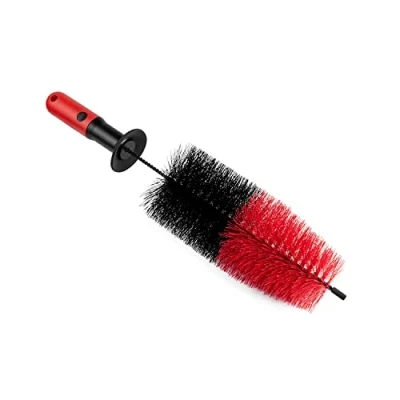 Imagen de ToM PaR Cepillo de Llantas XL I Coche Auto Mango ergonómico Collarín Goma en el para Proteger Las Manos Elimina la Suciedad Longitud: 45 cm Rojo