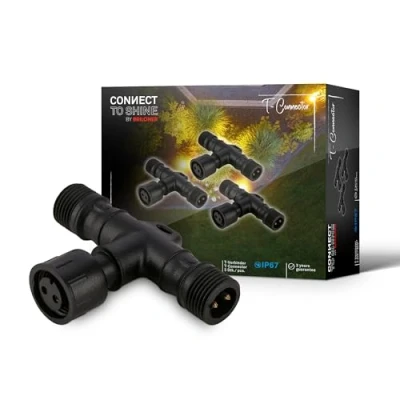 Imagen de Briloner Conector en T 3910035 para lámparas de exterior 12 V, negro, juego 3