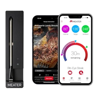 Imagen de MEATER SE [NUEVO] Termómetro para Carne Inteligente Inalámbrico con Bluetooth Mide la Temperatura Interna y Ambiental Horno, Parrilla, Cocina, Ahumador, Asador Equipado Cargador Negro