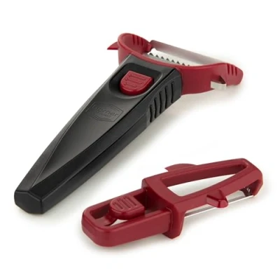 Imagen de Börner Multi Peeler Set (3 piezas) Pelador universal/pendular para verduras y frutas Accesorio cortador en juliana + de patatas mango múltiusos (Rojo)