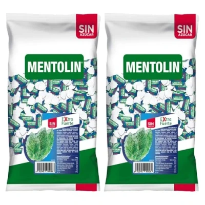 Imagen de MENTOLÍN pack de 2 kg caramelos duros sabor menta extra fuerte sin azúcar, 2x1kg