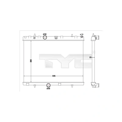 Imagen de TYC 726 0019 R Radiador, refrigeración del motor 380 545 23 Aletas unidas mecánicamente CITROËN: C2 Hatchback, C Elysée Berlina