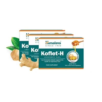Imagen de Himalaya Herbal Healthcare Koflet H Lozenges Ginger Flavoured Relieves Cough, tonsillitis Loaded with anti allergic, antimicrobial and immune resistance properties