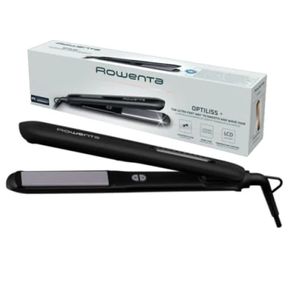 Imagen de Plancha de pelo Rowenta Optiliss + SF3320F0, Tecnología Thermo Control, Revestimiento Cerámico Turmalina, Hasta 230 C, LCD, Apagado Autom., Negro