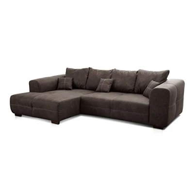 Imagen de CAVADORE Big sofá Mave Ricco/Big en diseño Moderno imitación de Piel/Incluye Cojines y/287 x 69 108 cm (BxHxT)/Microfibra Antracita
