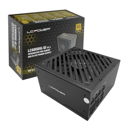 Imagen de LC POWER Integrator Pro 850W Fuente de Alimentación ATX V3.1, 80 Plus Gold, 135mm Ventilador (LC6850G SI V3.1)
