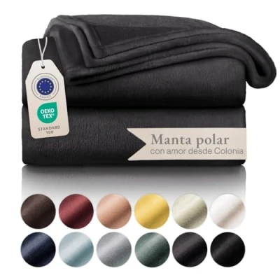 Imagen de Blumtal Mantas para Sofá de Franela Suave y Acolchada Manta Polar 100% Microfibra Extra Suave, sofá, Cama o Sala Estar, Antracita, 270 x 230 cm