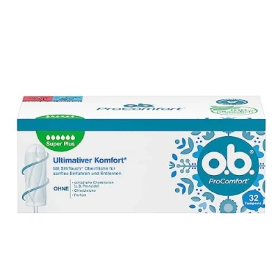 Imagen de o.b. Tampones ProComfort Super Plus para días muy fuertes con tecnología Dynamic Fit y superficie SilkTouch, máxima comodidad* protección fiable (1 x 32 unidades)