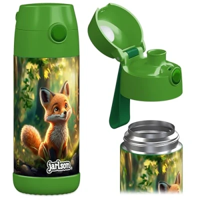 Imagen de Jarlson® botella de agua para niños MALI térmica acero inoxidable, sin BPA, a prueba fugas, infantil 350ml