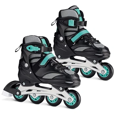 Imagen de Navaris Patines en línea Set de 2X patín con Ruedas Fila Freno reemplazable para niños niña Adulto Mujer Talla Ajustable