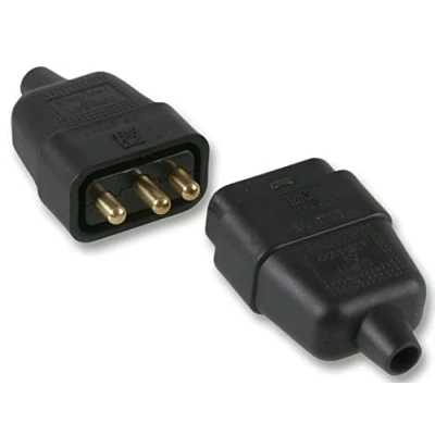 Imagen de PRO ELEC PELB1586 Conector de Goma en línea 3 Pines, 10 A, Color Negro