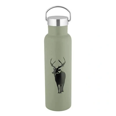 Imagen de axentia Termo Davos con impreso de ciervo, doble pared acero inoxidable, Vaso termico para casa o llevar, color: gris, aprox. 600 ml