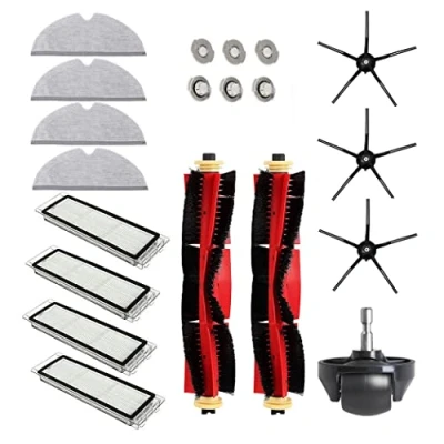 Imagen de Juego de 20 piezas para Xiaomi Roborock S6 S60 S65 S5 MAX T6 accesorios aspiradora, 2 cepillo rodillos, 4 filtros, paños fregona, 3 cepillos laterales, 6 núcleo agua, 1 rueda
