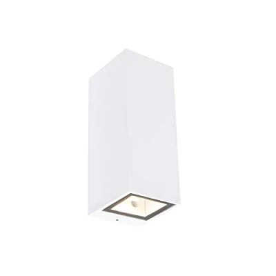 Imagen de Qazqa Aplique moderno blanco GU10 AR70 IP54 BALENO II Aluminio/Vidrio Rectangular Adecuado para LED Max. 2 x 35 Watt