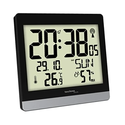 Imagen de Technoline WS 8014 Digital Wall Clock Rectángulo Negro, Plata Reloj de Pared (AA, Plata, 200 mm, 29 189 mm)