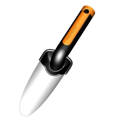 Imagen de Fiskars Trasplantadora premium, Longitud 27 cm, Pala de acero inoxidable, Negro/Naranja, 1000727