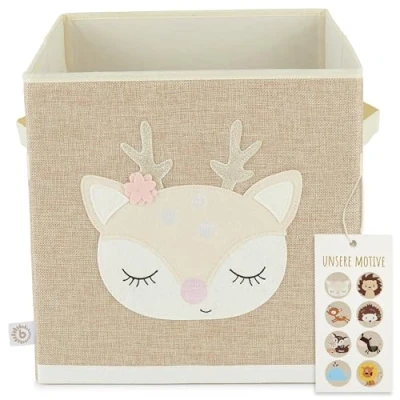 Imagen de BIECO Caja Almacenaje 32x32x32 Motivo de Ciervo Ella aprox. 36L Plegable Cajas Decorativas para Kallax Estante Juguetes Organizador Infantil Estanteria