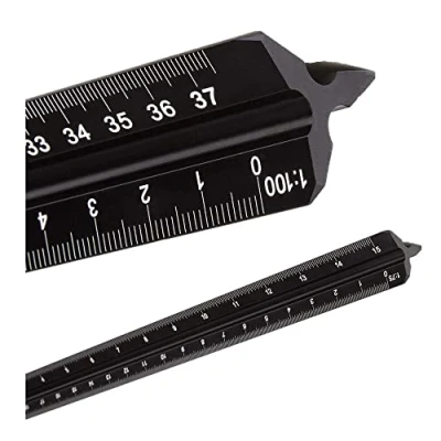 Imagen de Regla de Escala, Acero 30 CM Escala Triangular Aluminio Métrica para Arquitectos Ingenieros Y Estudiantes Dibujantes 1:20, 1:25, 1:50, 1:75, 1:100...