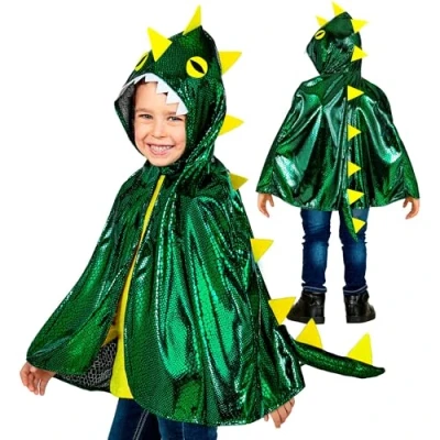 Imagen de W WIDMANN MILANO Party Fashion Disfraz de dragón que escupe fuego para niños, capa con capucha, carnaval y fiestas temáticas