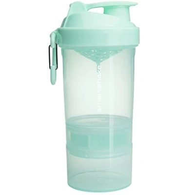 Imagen de Smartshake O2GO Protein Shaker Bottle 600ml Leak proof gym drinking for Clear PP Water BPA &amp; DEHP Free Powder Cup, Mist Green